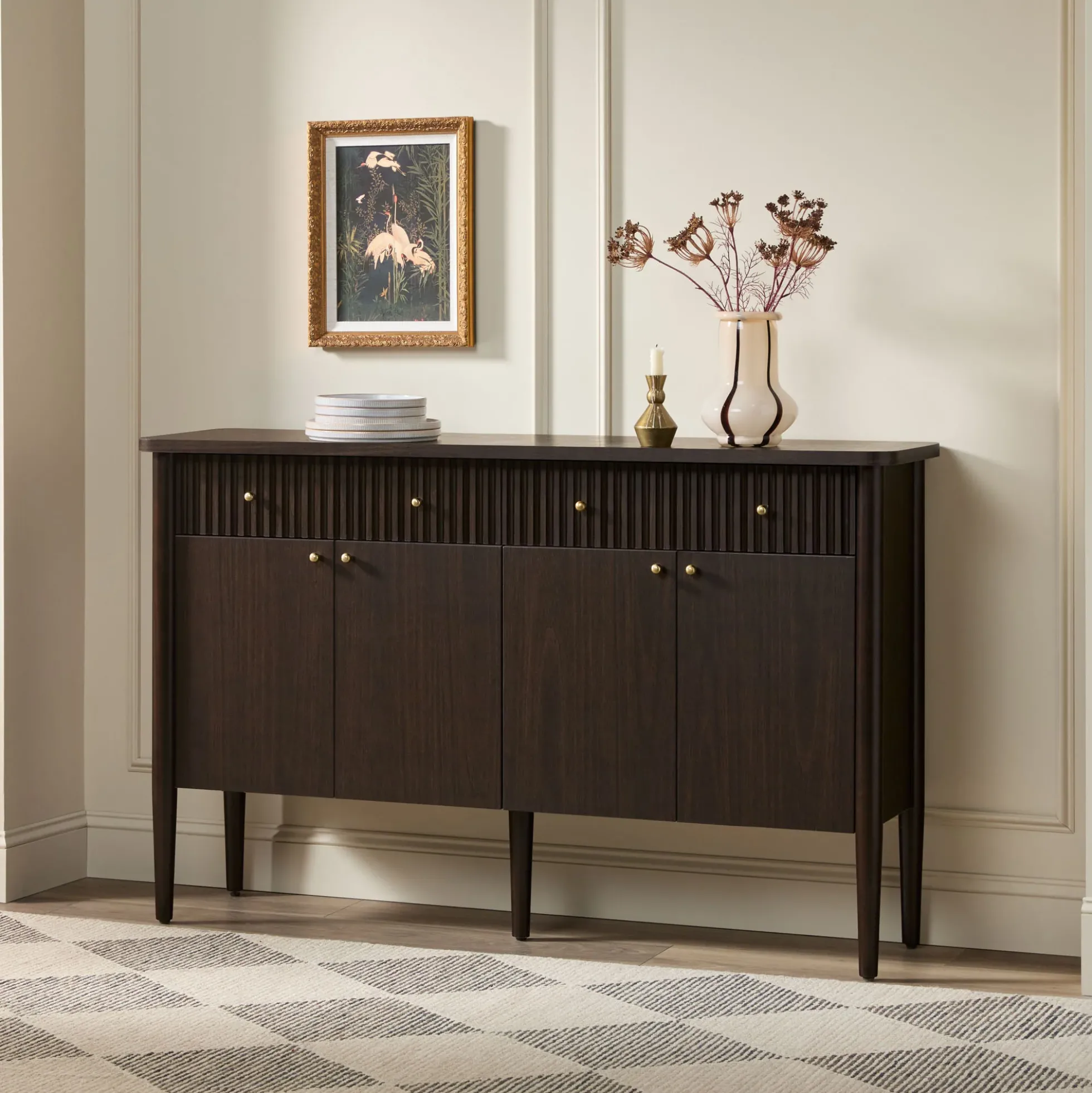 Samantha Modern Fluted 58" Wood Sideboard