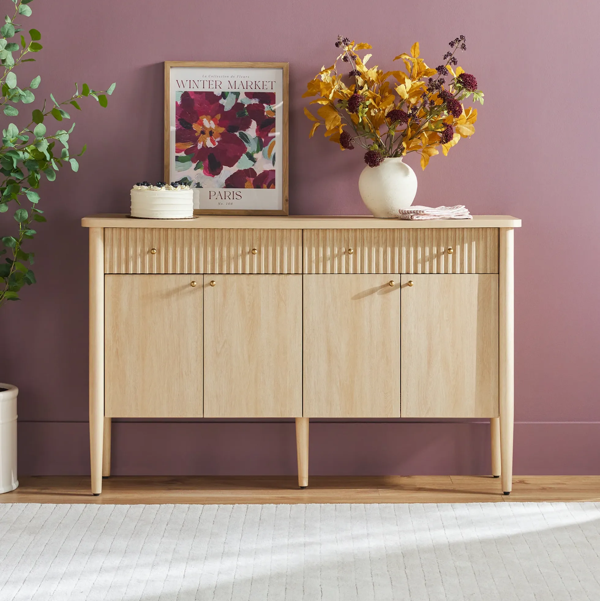 Samantha Modern Fluted 58" Wood Sideboard