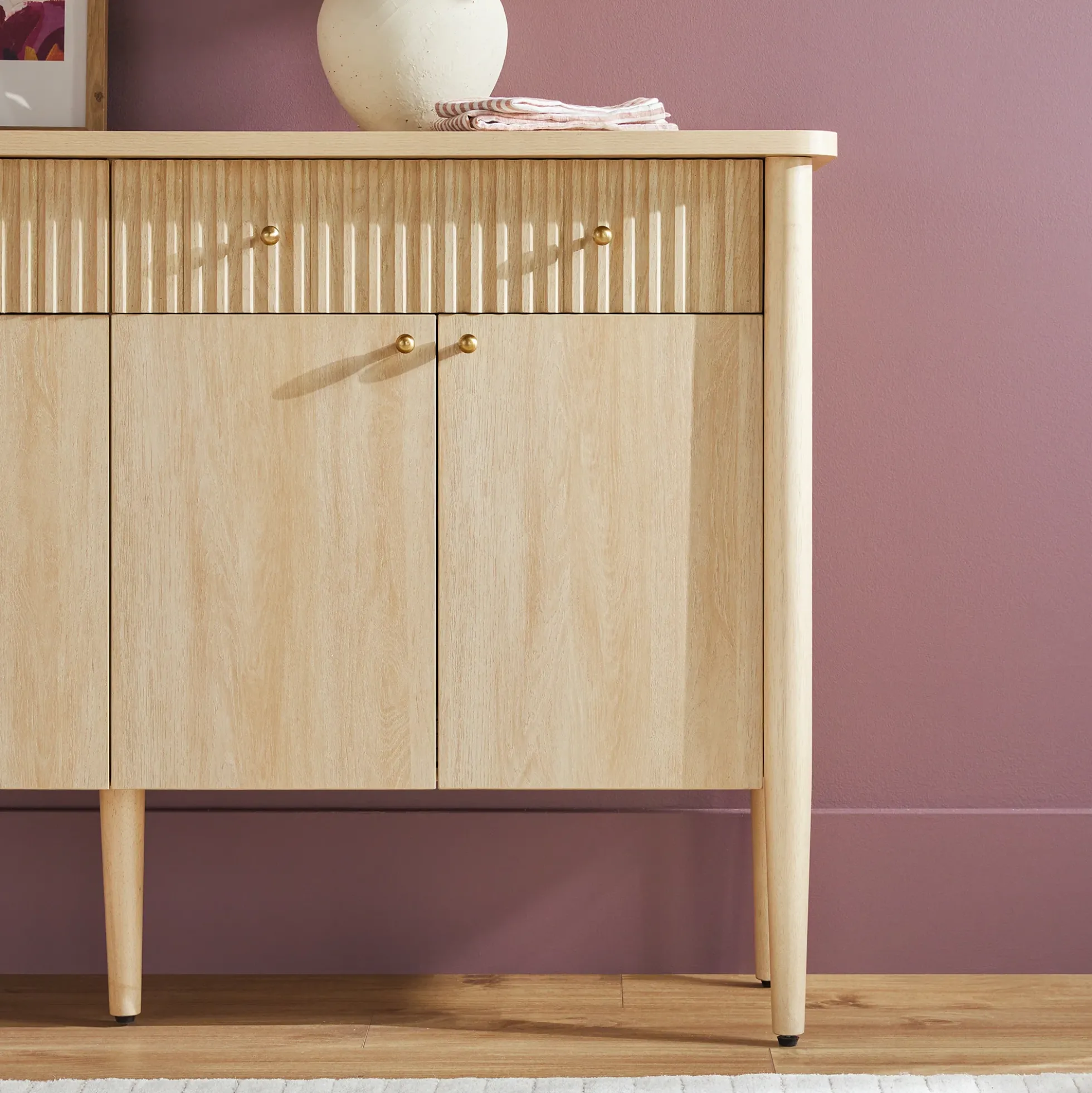 Samantha Modern Fluted 58" Wood Sideboard