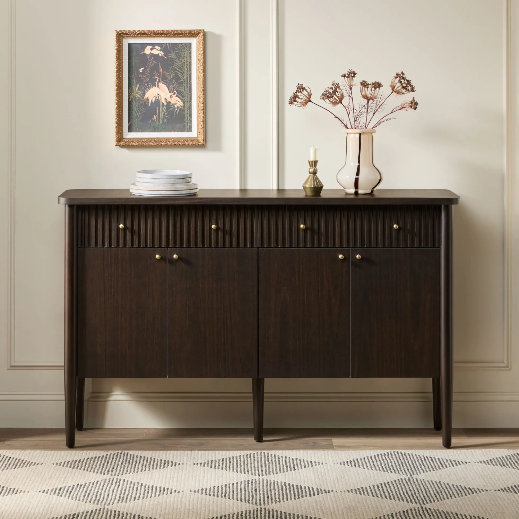 Samantha Modern Fluted 58" Wood Sideboard