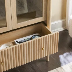 Samantha Modern Fluted Glass Cabinet Bookshelf