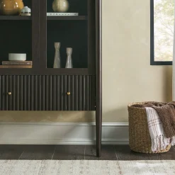 Samantha Modern Fluted Glass Cabinet Bookshelf