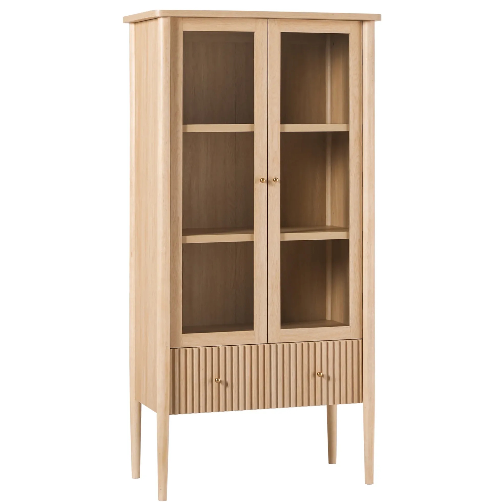 Samantha Modern Fluted Glass Cabinet Bookshelf