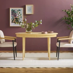 Samantha Modern Fluted Wooden 52" Oval Dining Table