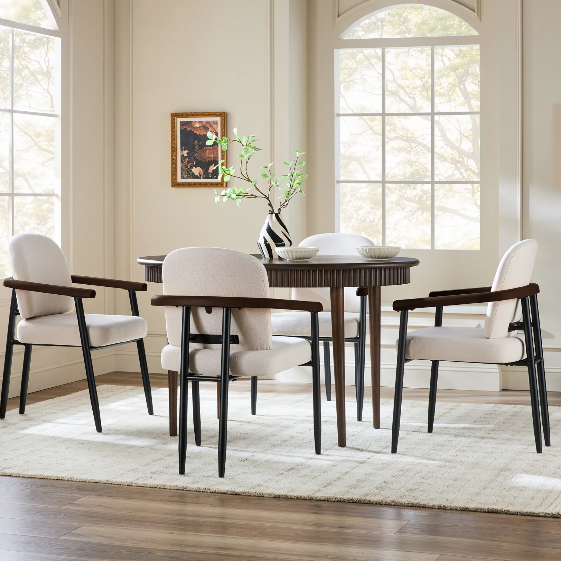 Samantha Modern Fluted Wooden 52" Oval Dining Table