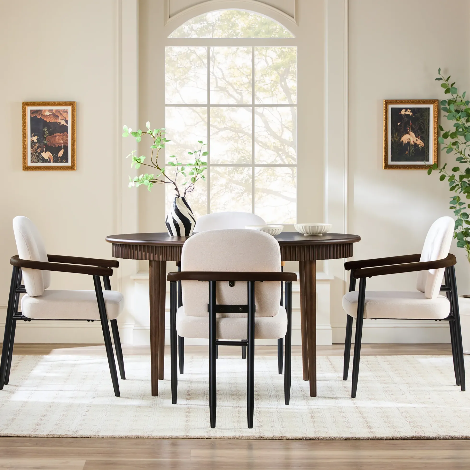 Samantha Modern Fluted Wooden 52" Oval Dining Table