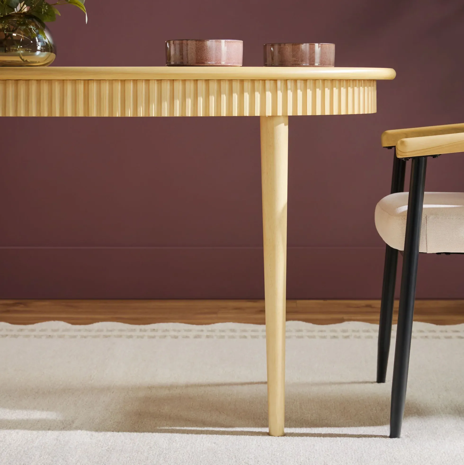 Samantha Modern Fluted Wooden 52" Oval Dining Table