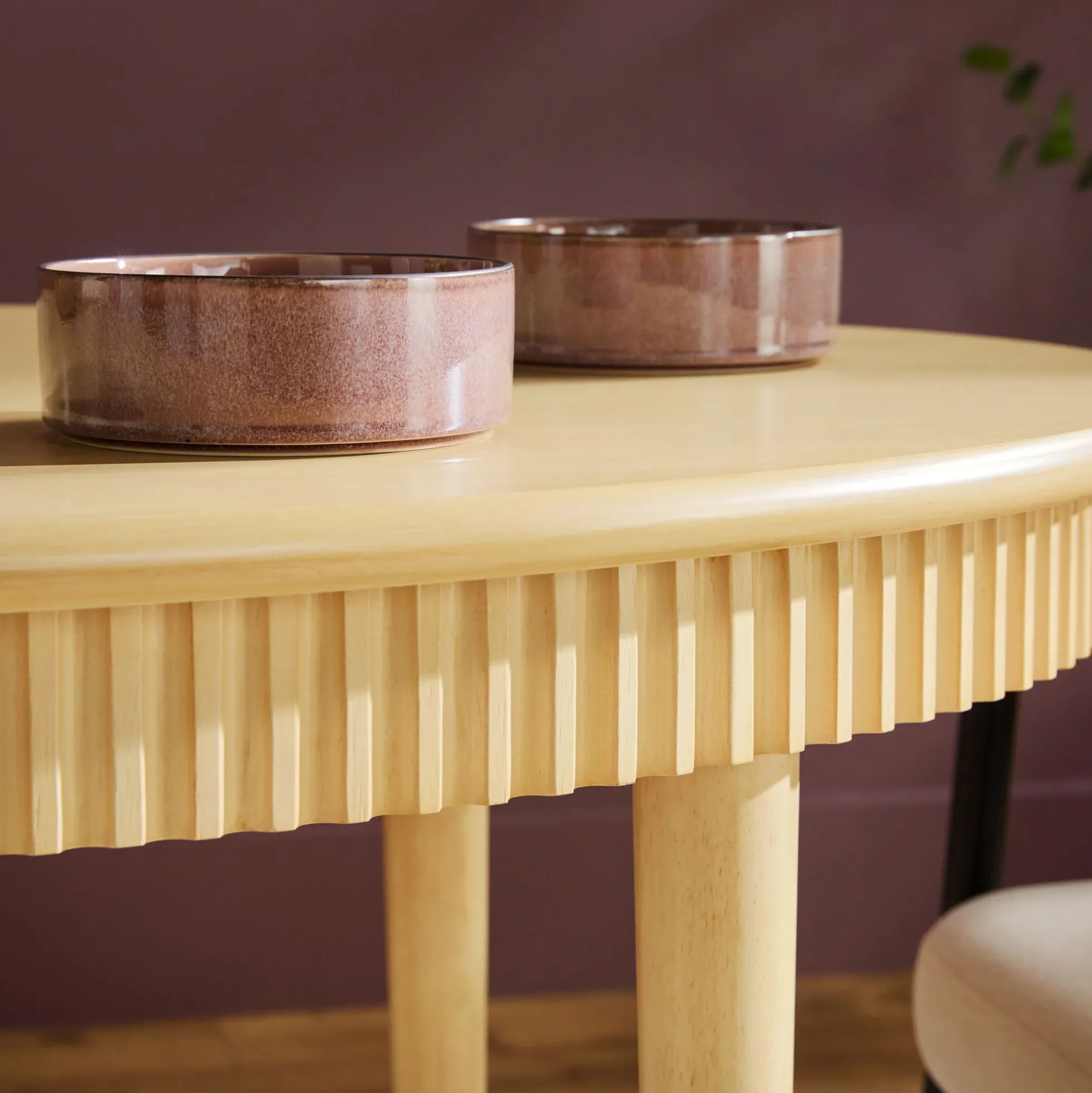 Samantha Modern Fluted Wooden 52" Oval Dining Table