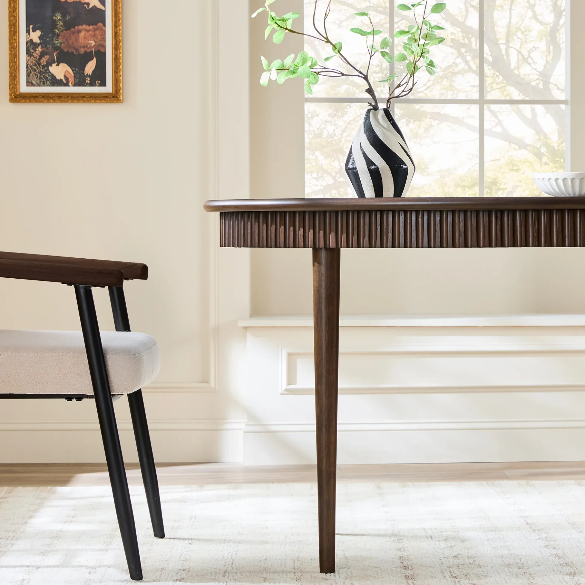 Samantha Modern Fluted Wooden 52" Oval Dining Table