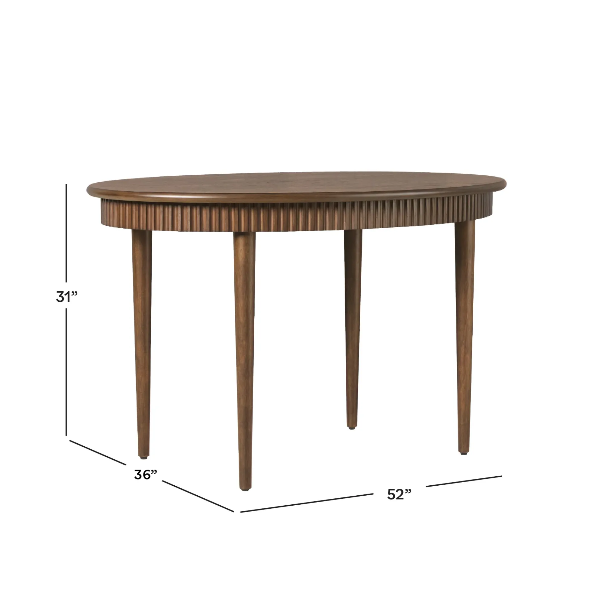 Samantha Modern Fluted Wooden 52" Oval Dining Table