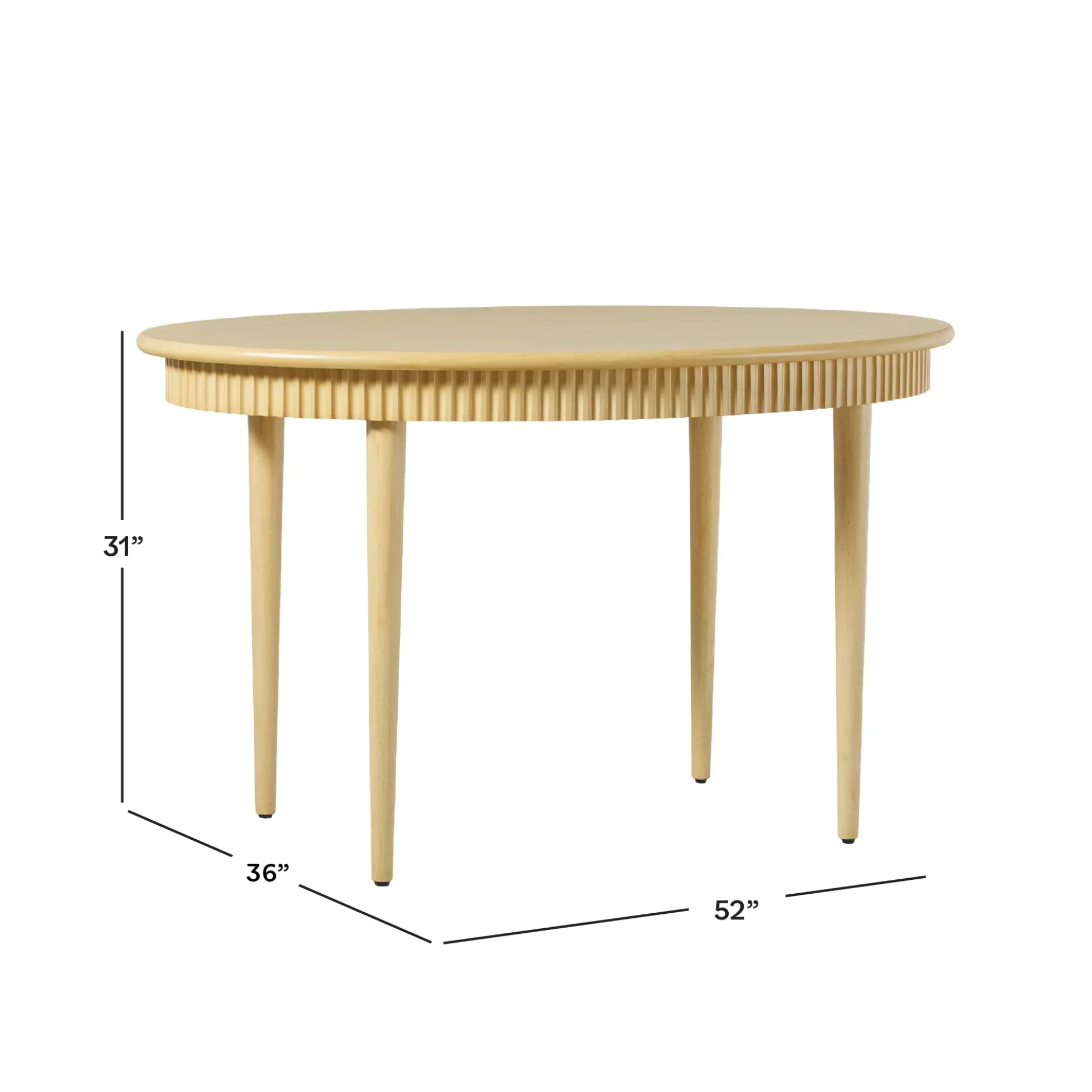 Samantha Modern Fluted Wooden 52" Oval Dining Table