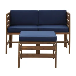 Sanibel 3-Piece Modular Acacia Chairs and Ottoman