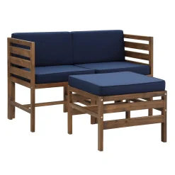 Sanibel 3-Piece Modular Acacia Chairs and Ottoman