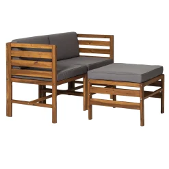 Sanibel 3-Piece Modular Acacia Chairs and Ottoman