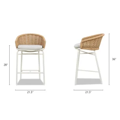 Santorini 28' Wicker Back Outdoor Bar Stool, Set of 2