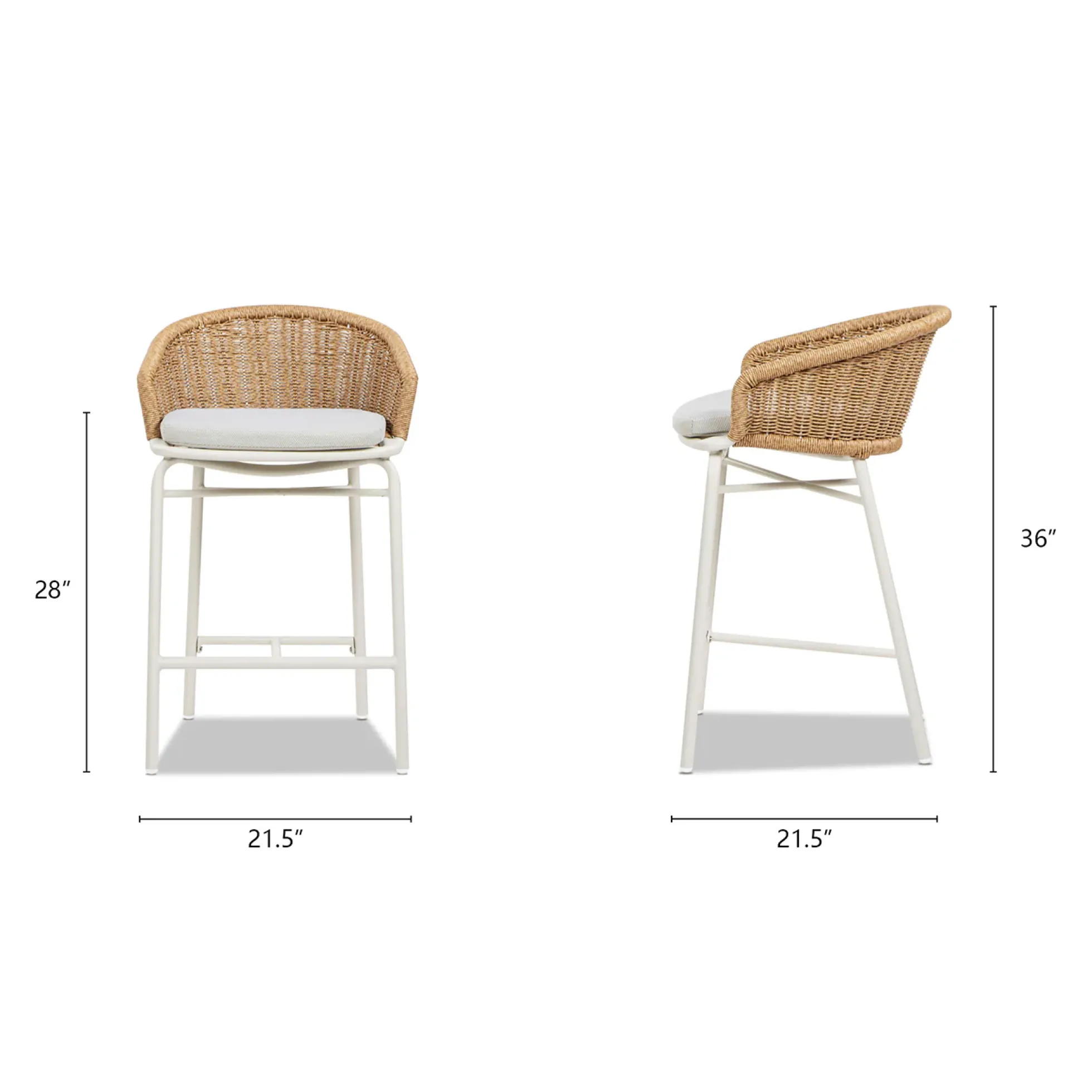 Santorini 28' Wicker Back Outdoor Bar Stool, Set of 2