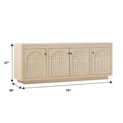Sasha Contemporary TV Stand and Sideboard with Rattan Doors for up to 80