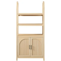 Sasha Modern Arched Bookshelf Cabinet with Reeded Doors