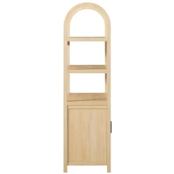 Sasha Modern Arched Bookshelf Cabinet with Reeded Doors