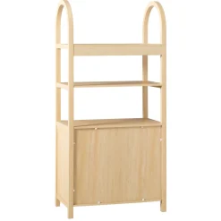 Sasha Modern Arched Bookshelf Cabinet with Reeded Doors