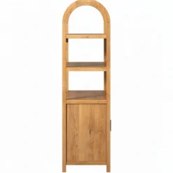 Sasha Modern Arched Bookshelf Cabinet with Reeded Doors