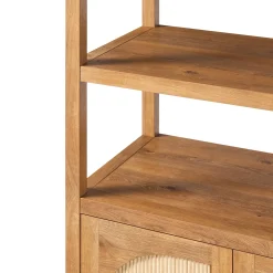 Sasha Modern Arched Bookshelf Cabinet with Reeded Doors