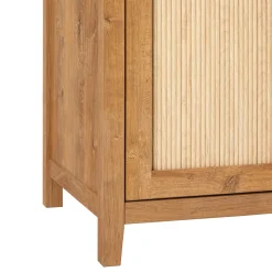Sasha Modern Arched Bookshelf Cabinet with Reeded Doors