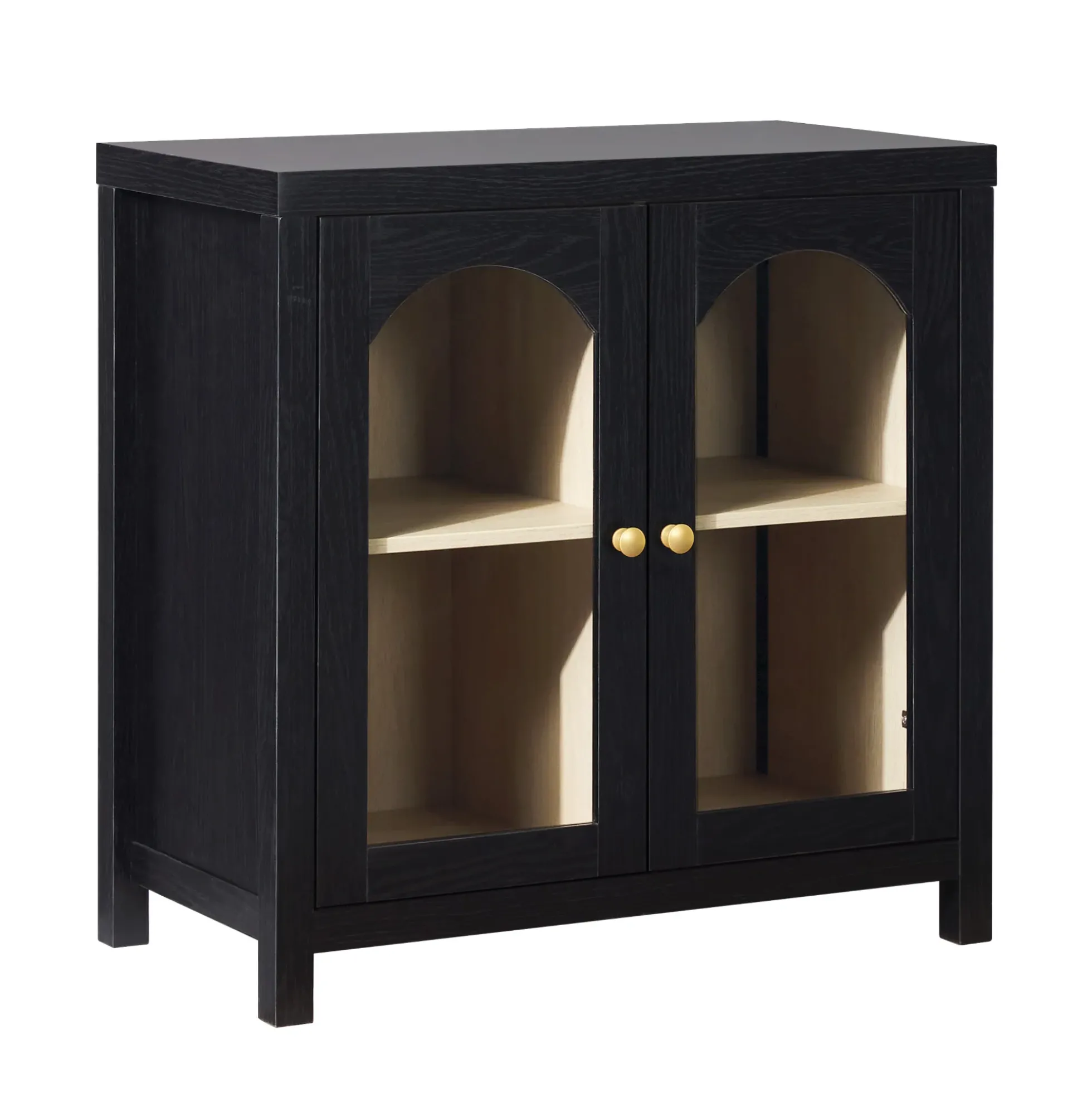 Sasha Modern Arched Glass Accent Cabinet