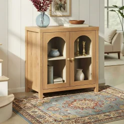 Sasha Modern Arched Glass Accent Cabinet