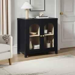 Sasha Modern Arched Glass Accent Cabinet