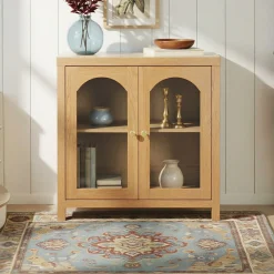 Sasha Modern Arched Glass Accent Cabinet