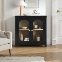 Sasha Modern Arched Glass Accent Cabinet