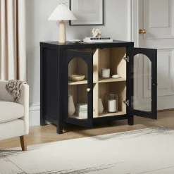 Sasha Modern Arched Glass Accent Cabinet