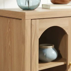 Sasha Modern Arched Glass Accent Cabinet