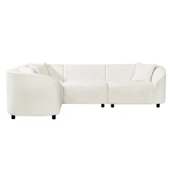 Sculptural Curved Contemporary Bouclé L-Shaped Sectional Sofa