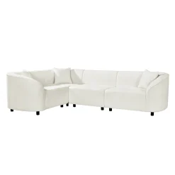 Sculptural Curved Contemporary Bouclé L-Shaped Sectional Sofa