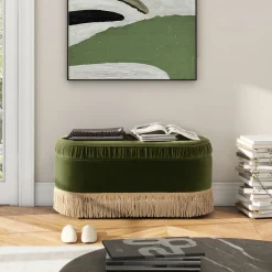 Serena 38' Oval Storage Bench Ottoman Performance Velvet