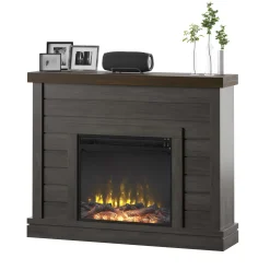 Shiplap Wall Mantel Electric Fireplace