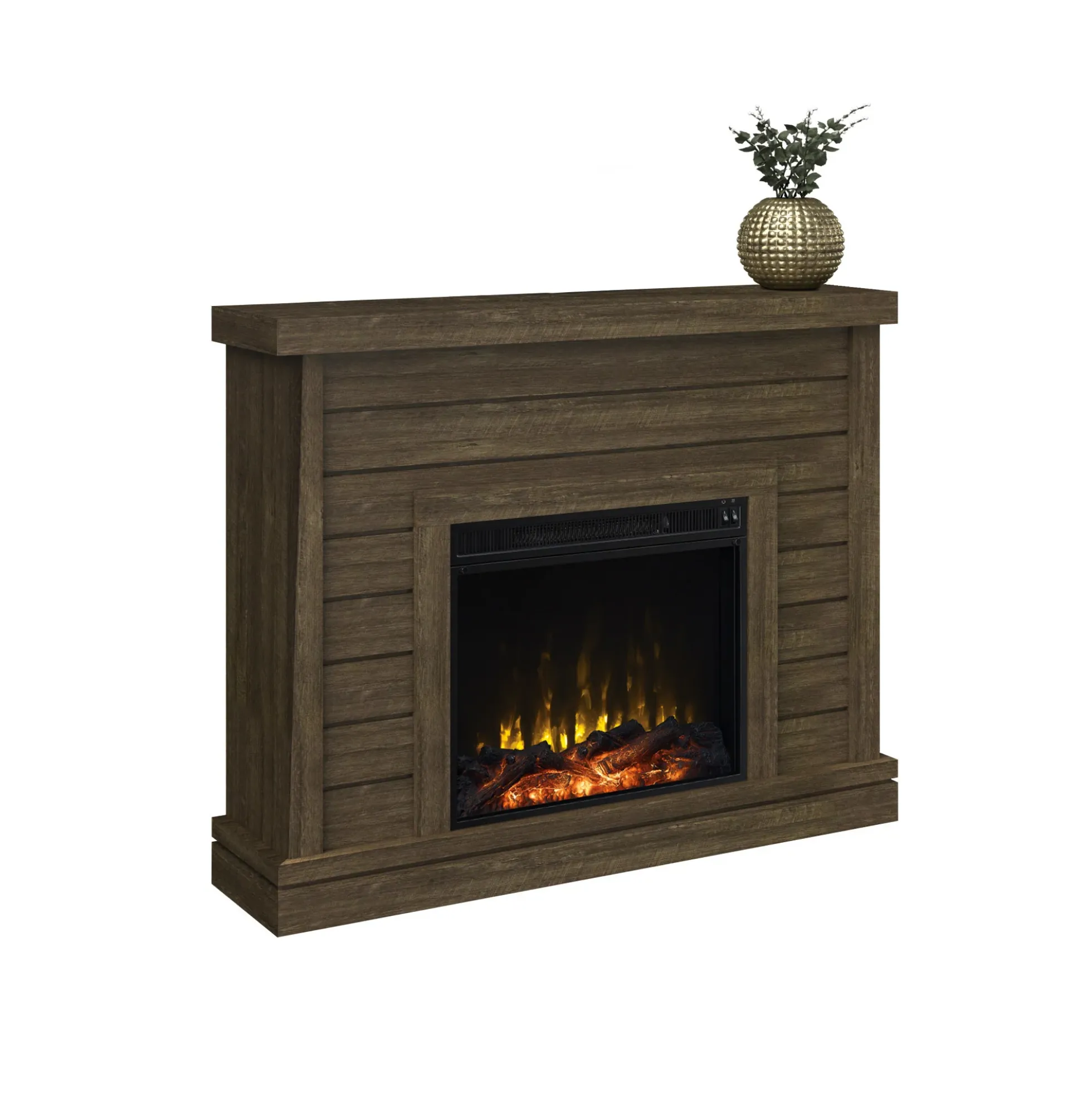 Shiplap Wall Mantel Electric Fireplace
