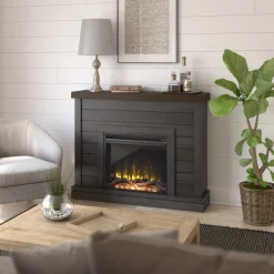 Shiplap Wall Mantel Electric Fireplace