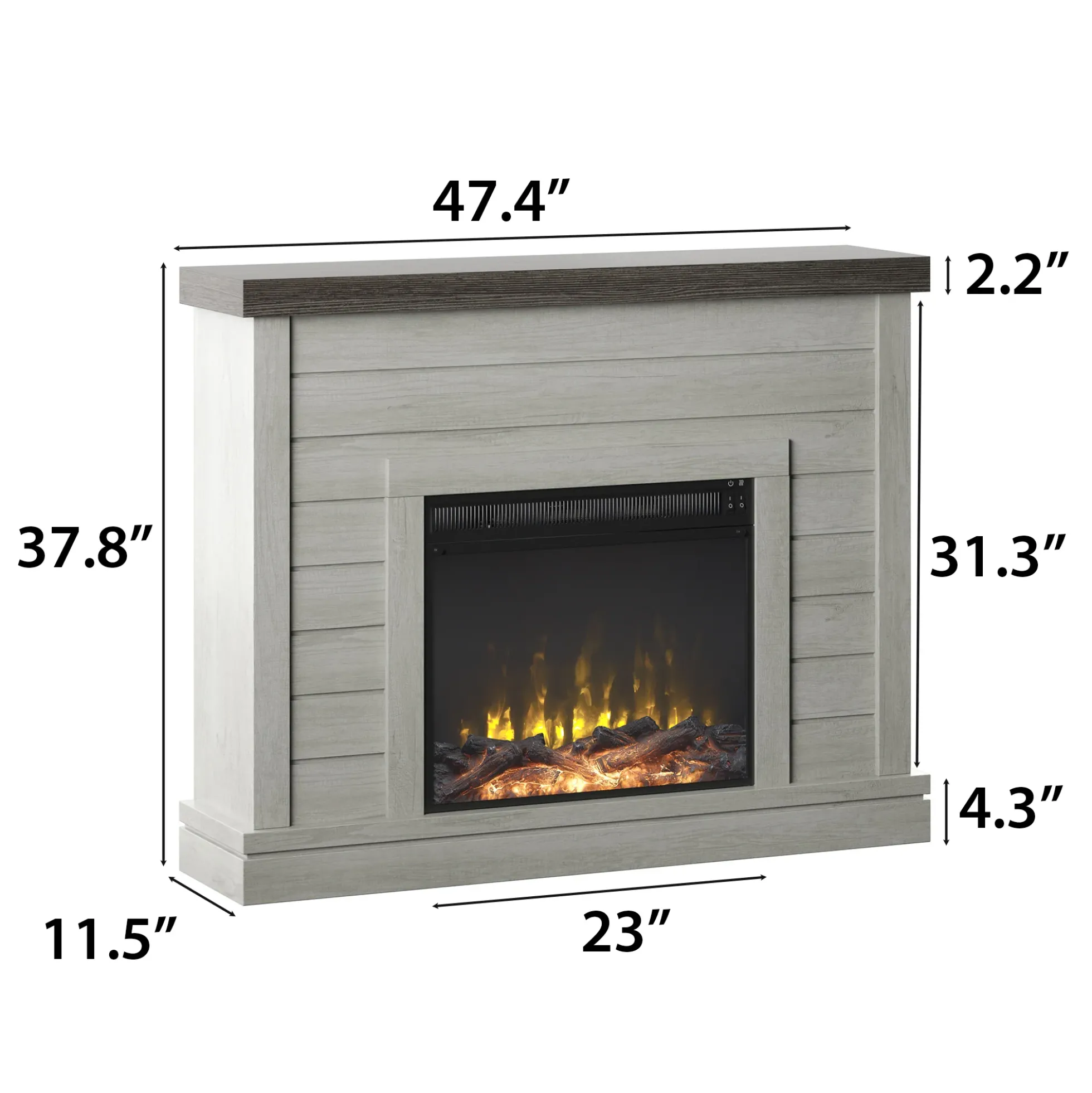 Shiplap Wall Mantel Electric Fireplace