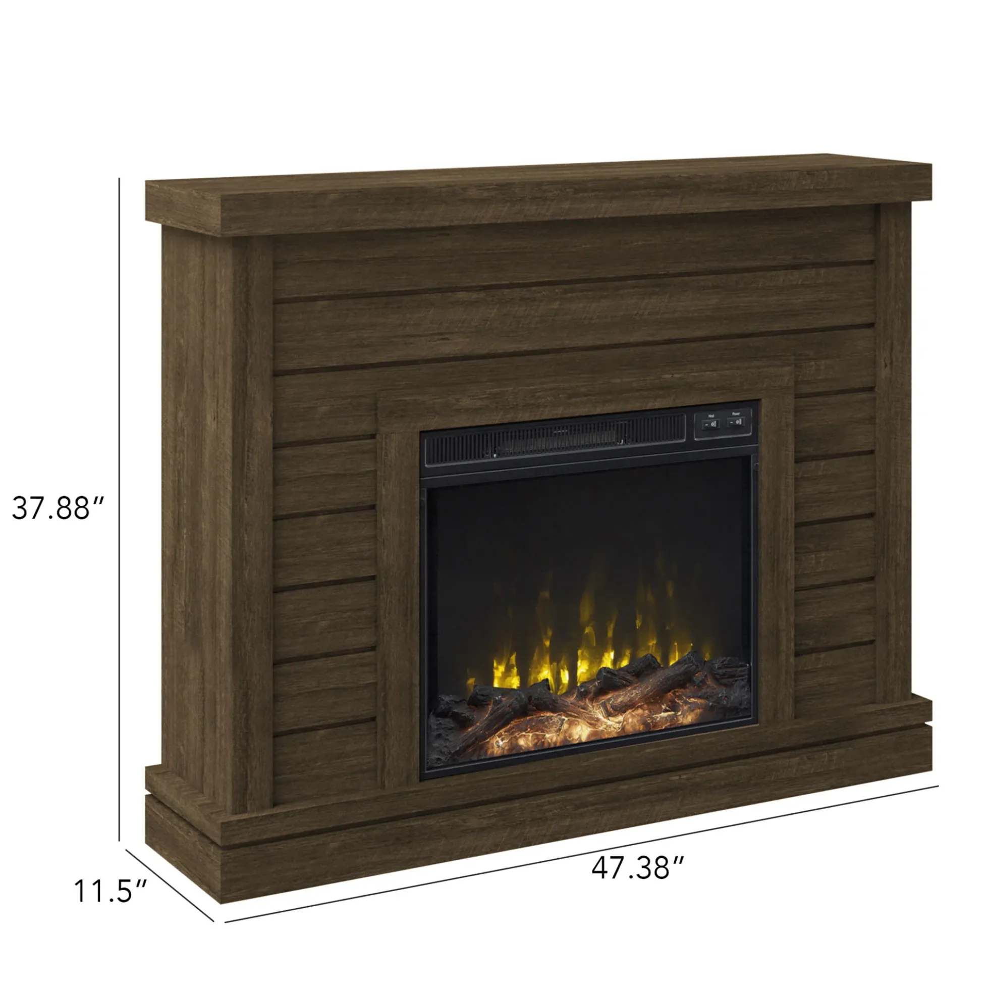 Shiplap Wall Mantel Electric Fireplace