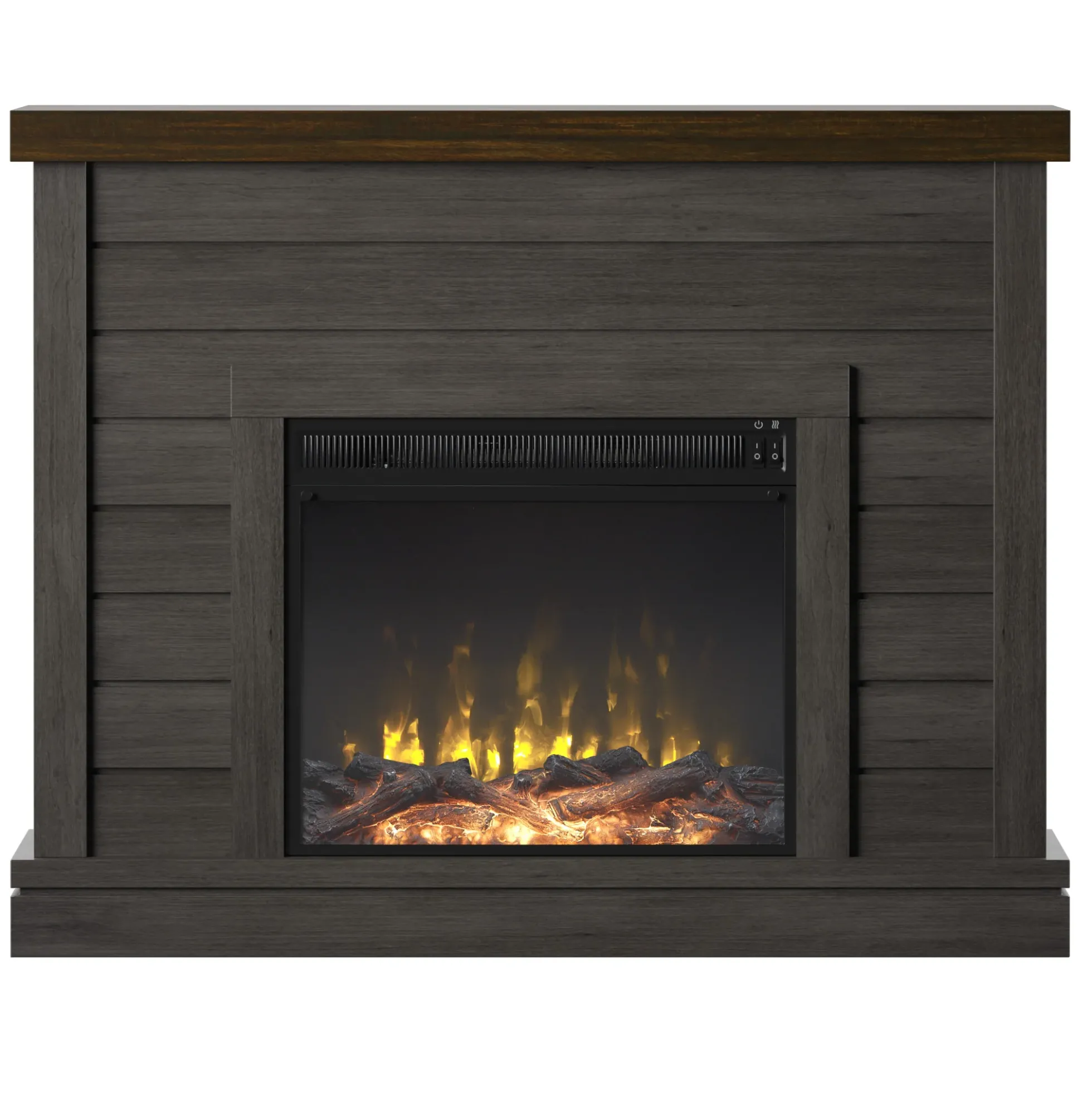 Shiplap Wall Mantel Electric Fireplace