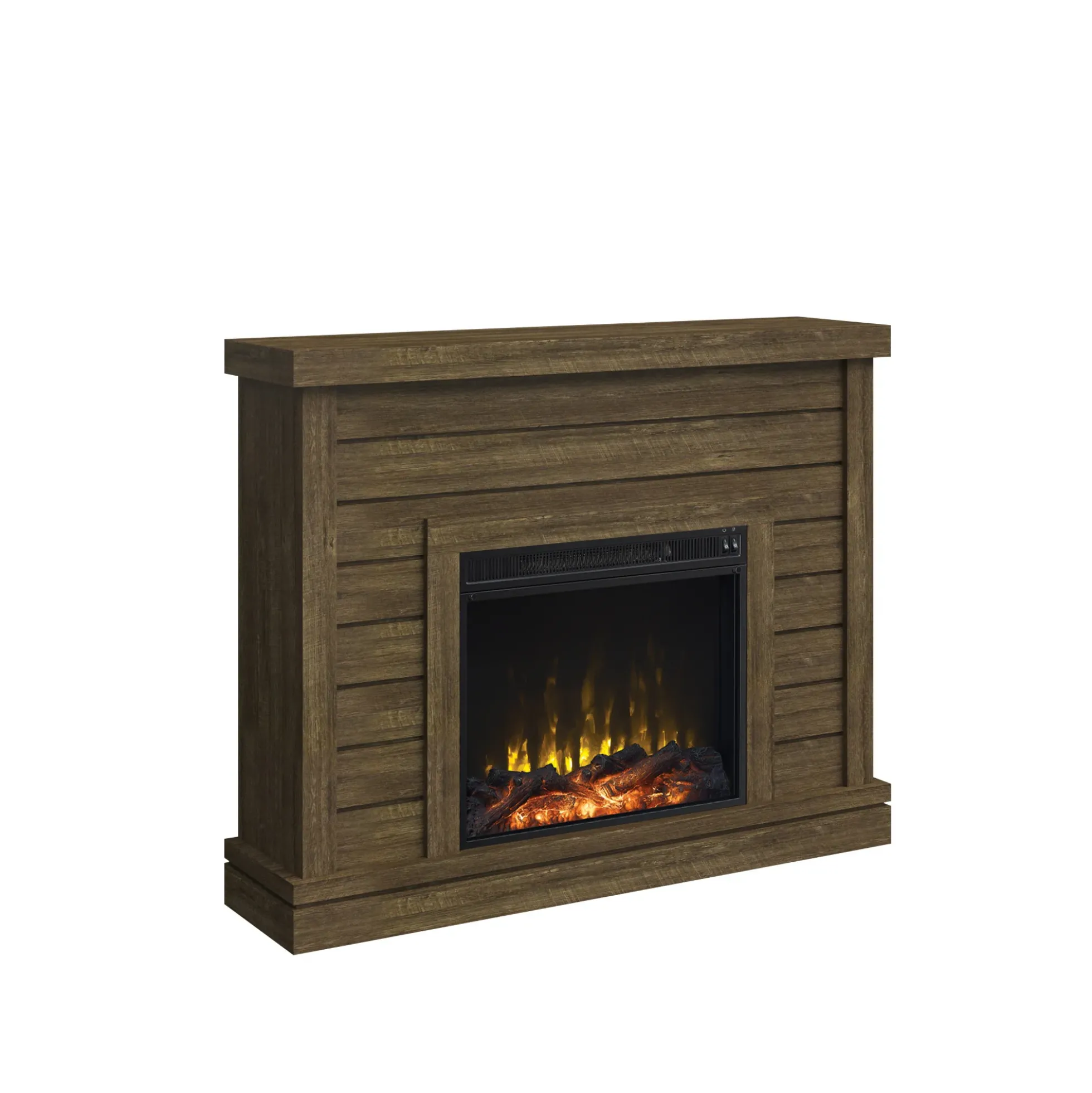 Shiplap Wall Mantel Electric Fireplace