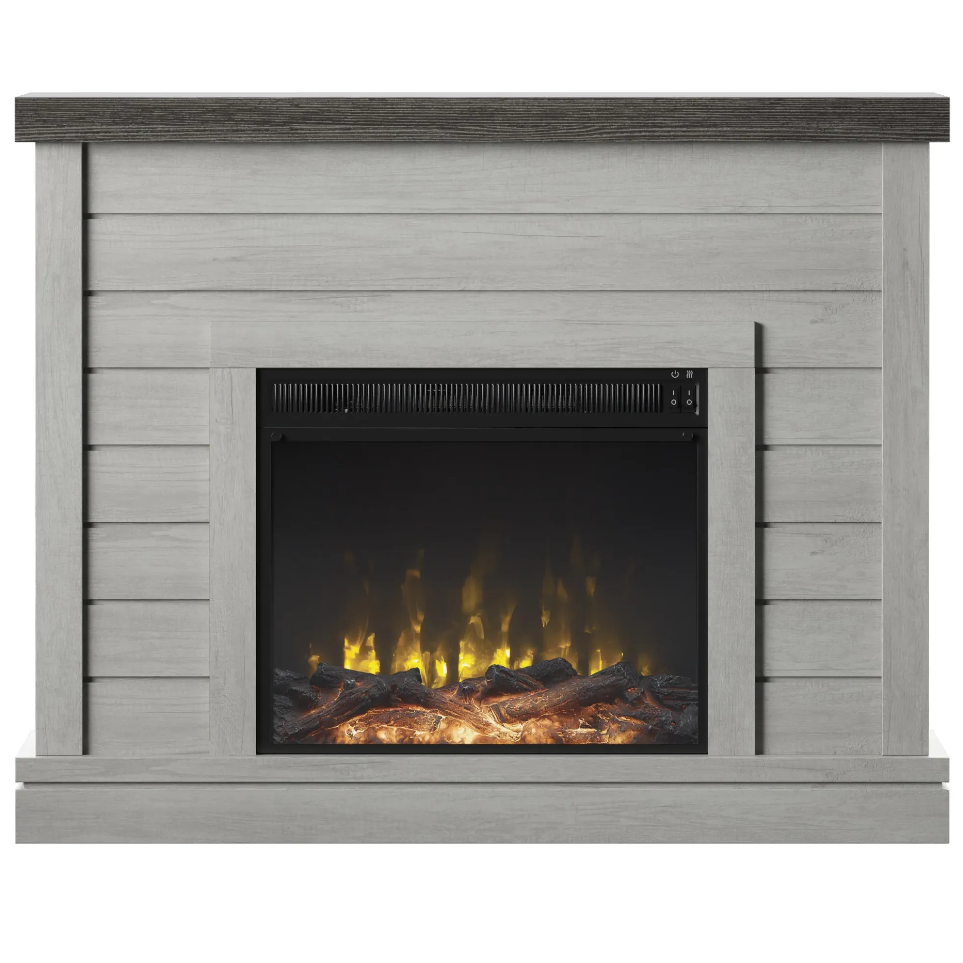 Shiplap Wall Mantel Electric Fireplace