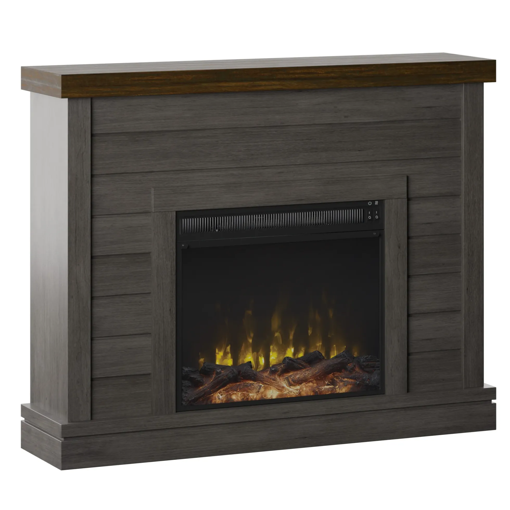 Shiplap Wall Mantel Electric Fireplace