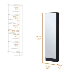 Single Door Mirror Shoe Rack Cabinet