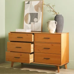 Sloane 6-Drawer Modern Solid Wood Dresser with Metal Handles