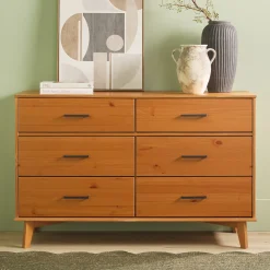 Sloane 6-Drawer Modern Solid Wood Dresser with Metal Handles