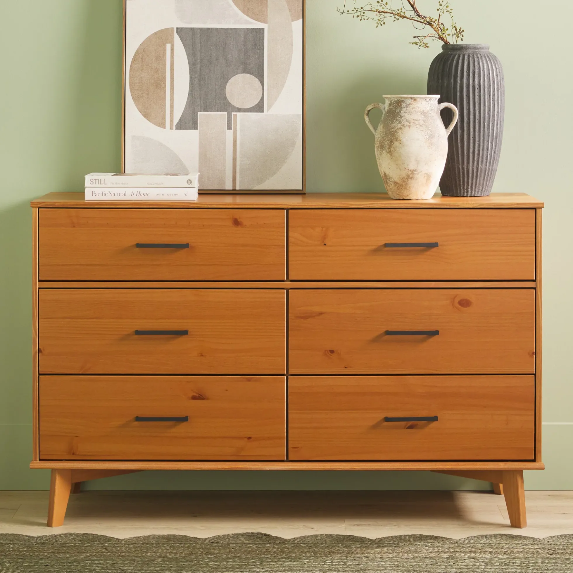 Sloane 6-Drawer Modern Solid Wood Dresser with Metal Handles